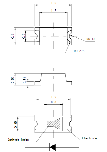 Mechanical Drawing - ROHM Semiconductor SML-D14x(A) Mini-Mold Chip LEDs